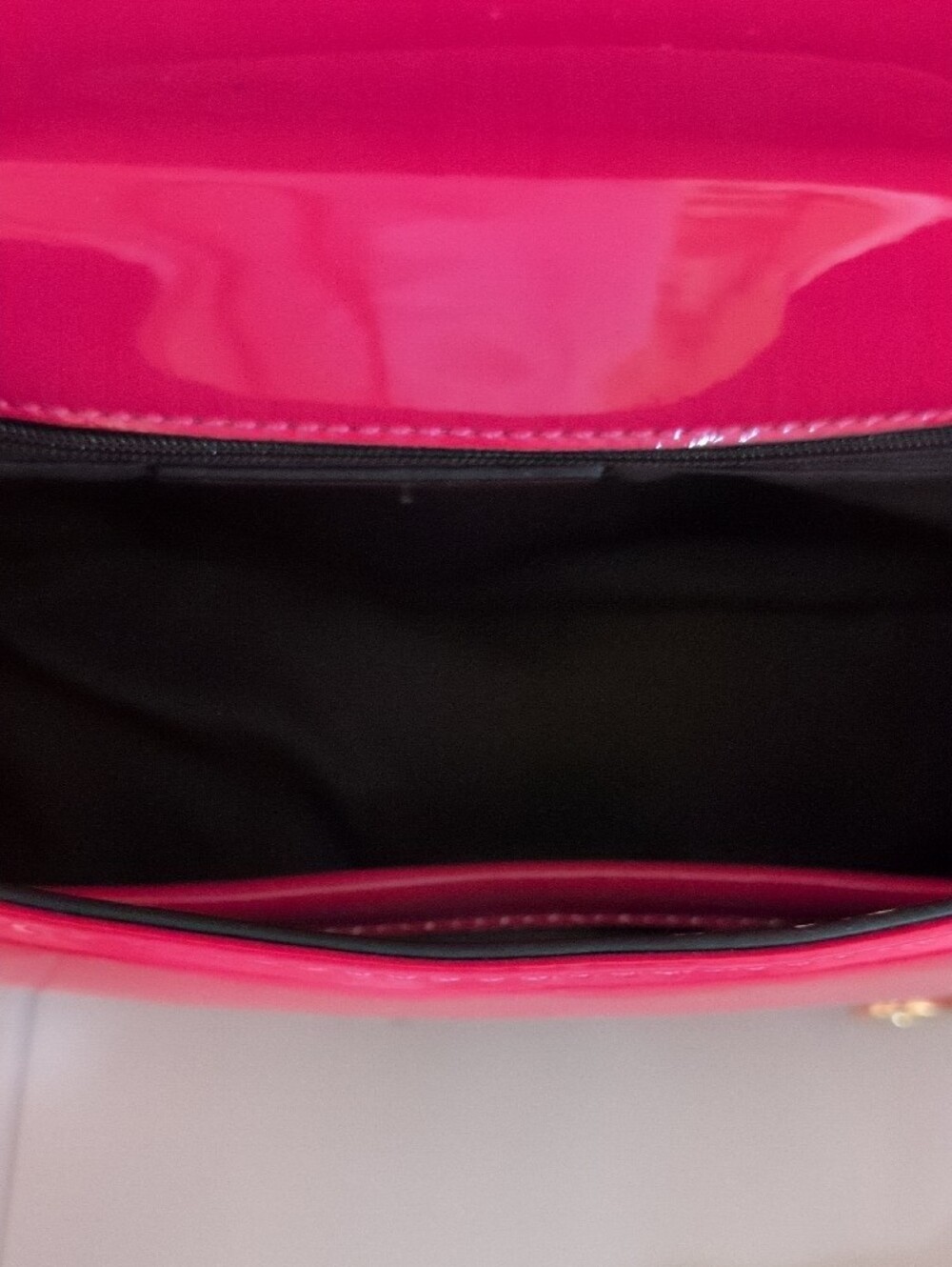 Hot Pink Patent Leather Top-Handle Bag with Wristlet And Crossbody Strap - Picture 8 of 16